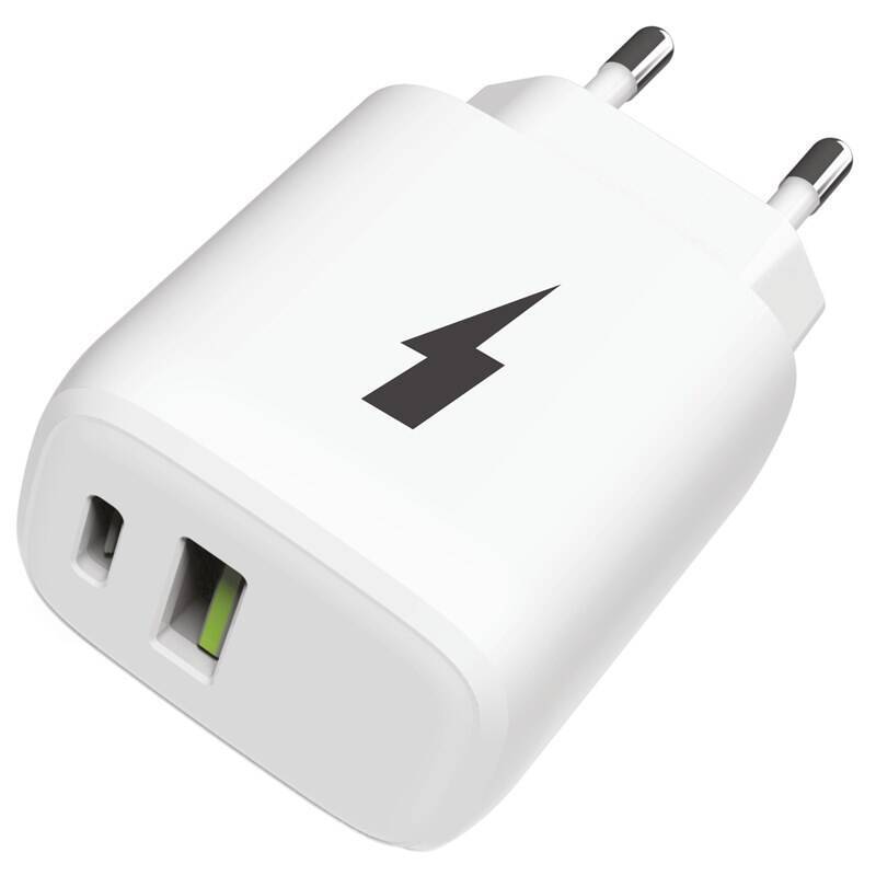 Nabíjačka Winner 30W, 1x USB-C 30W a 1x USB-A 18W, biela