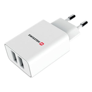 Nabíjačka Swissten 2xUSB, 2,4A Fastcharge, biela