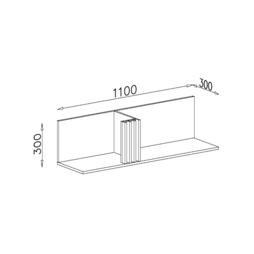 Nástenná polica Molla (110x30x30 cm, dub estana, antracit)