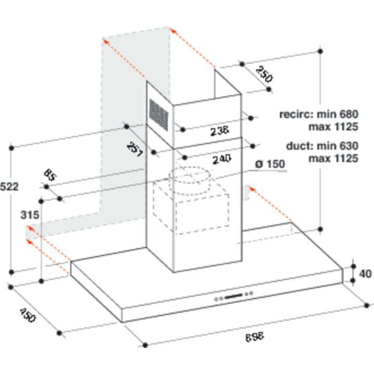 Odsávač pár Whirlpool WHBS 93 F LE X ROZBALENÉ