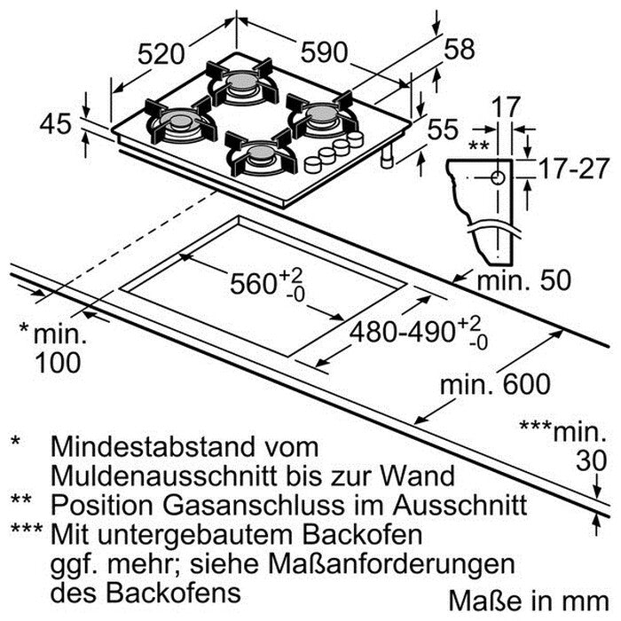 Plynová varná doska Bosch POH 6B6B10 VADA VZHĽADU, ODRENINY