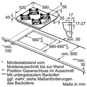 Plynová varná doska Bosch POH 6B6B10 VADA VZHĽADU, ODRENINY