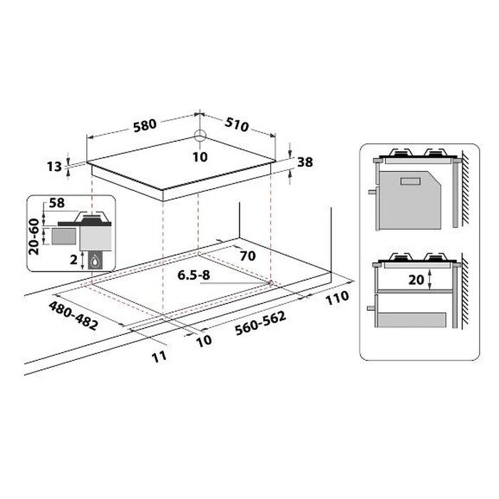 Plynová varná doska Whirlpool TKRL 660 IX