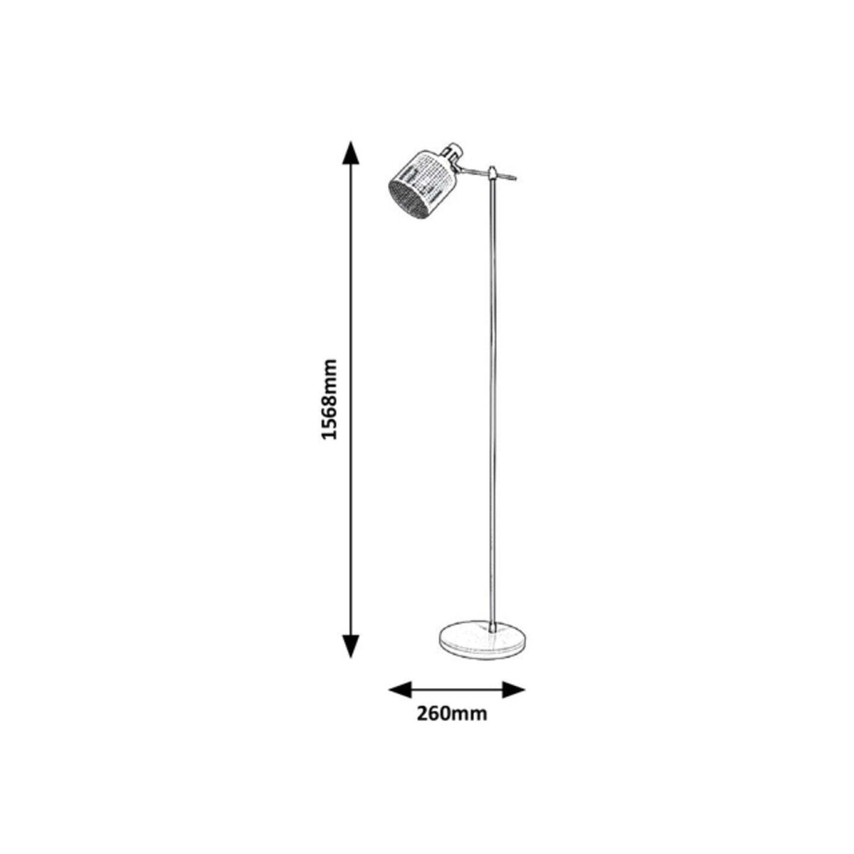 Podlahová industriálna lampa, E27 1X MAX 9W, IP20, kov, biela