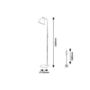 Podlahová moderná industriálna lampa, E27 1X MAX 25W, sivá