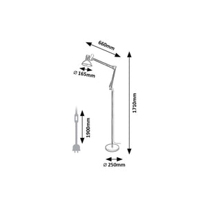 Podlahová moderná industriálna lampa, E27 1X MAX 40W, béžová