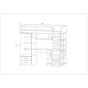 Poschodová posteľ Levelyn 90x200 pravá strana (artisan,krémová)