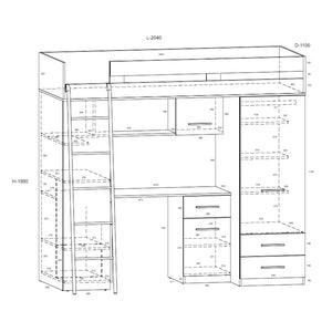 Poschodová posteľ Mykigo 80x200 ľavá strana (artisan, krémová)