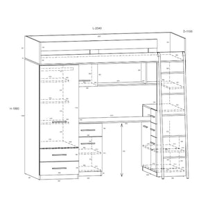 Poschodová posteľ Mykigo 80x200 pravá strana (dub sonoma, biela)