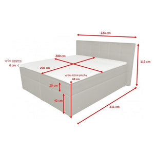 Posteľ Boxspring Bea 200x200,sivá,vr.matraca,topperu - II. akosť