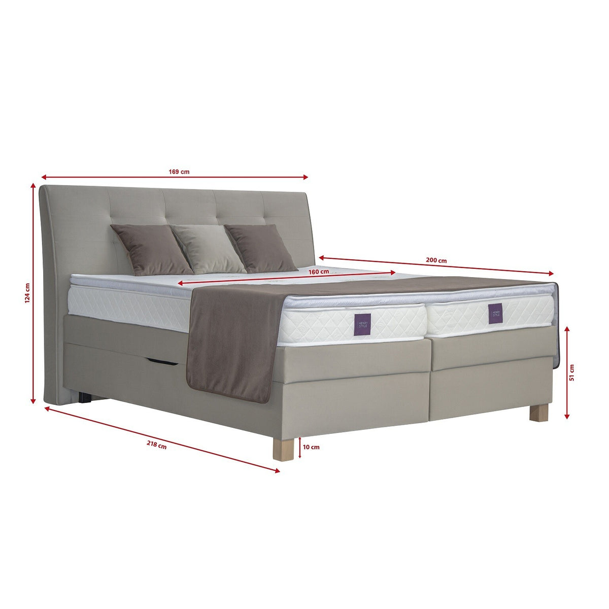 Posteľ Boxspring Charles 160x200 cm, ÚP - II. akosť