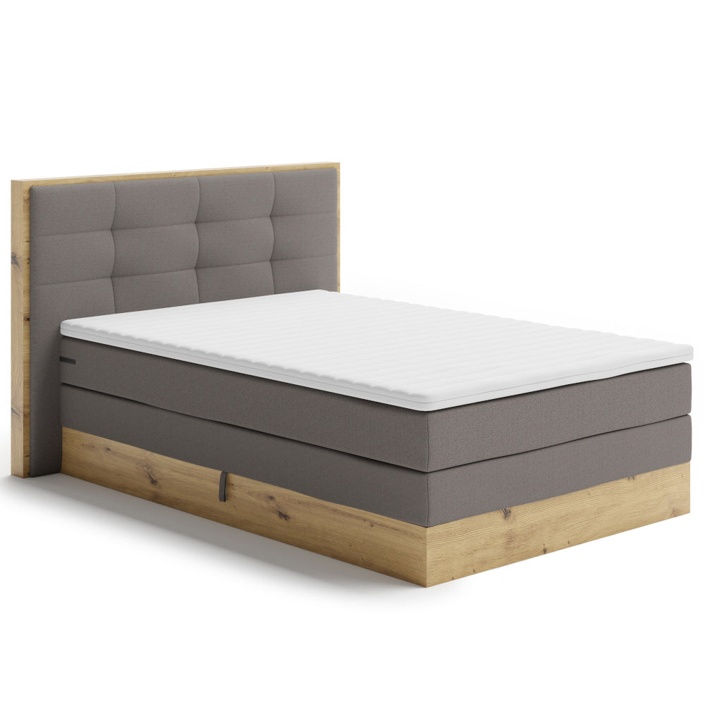 Posteľ Boxspring Frederic 120x200, sivá,dub, vr.matraca a topper