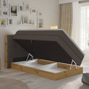 Posteľ Boxspring Frederic 120x200, sivá,dub, vr.matraca a topper