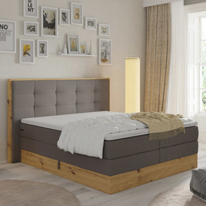 Posteľ Boxspring Frederic 160x200, sivá,dub, vr.matraca a topper