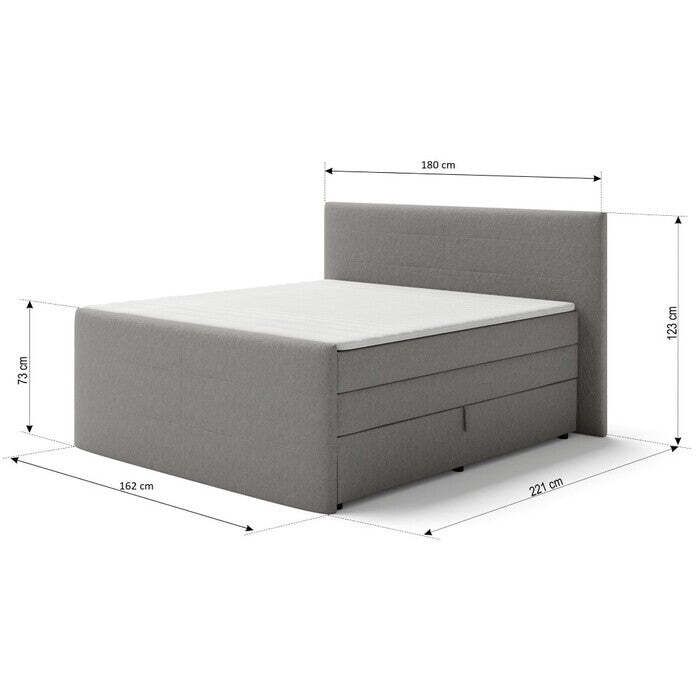 Posteľ Boxspring Lars 160x200, sivá, vr. matraca a topperu