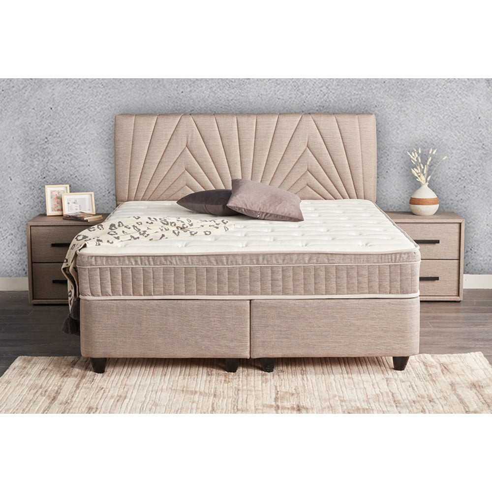 Posteľ Boxspring Selin 160x200, béžová, vr. matraca a topera