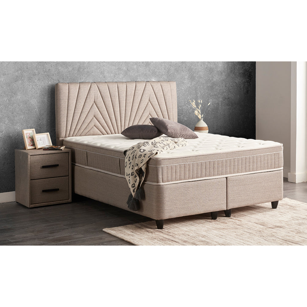 Posteľ Boxspring Selin 160x200, béžová, vr. matraca a topera