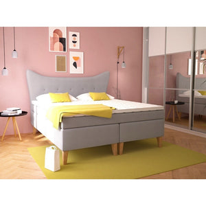 Posteľ Boxspring Tara 180x200, strieborná, vr. matraca a topperu