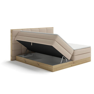 Posteľ Boxspring Wilmer 160x200,béžová,dub,vr.matraca a topperu