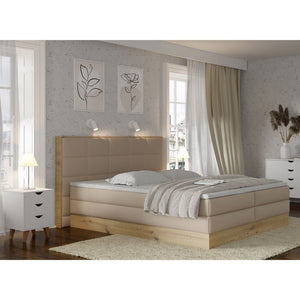 Posteľ Boxspring Wilmer 160x200,béžová,dub,vr.matraca a topperu