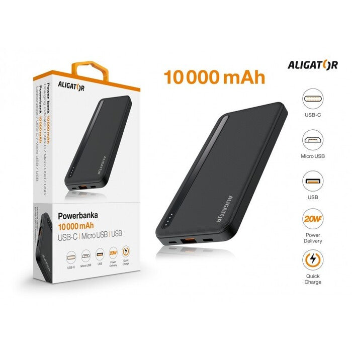 Powerbanka Aligator PB1050 10000mAh, PD 20W, 18W QC