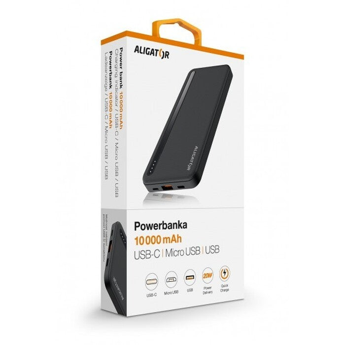 Powerbanka Aligator PB1050 10000mAh, PD 20W, 18W QC