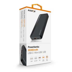 Powerbanka Aligator PBAL2050 20000mAh, PD 20W, QC 18W, čierna