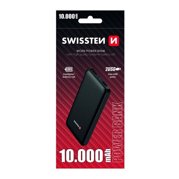 Powerbanka SWISSTEN 10 000 mAh, čierna POŠKODENÝ OBAL