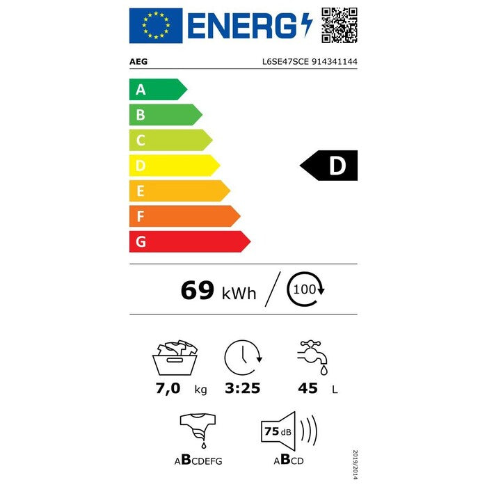 Práčka s predným plnením AEG L6SE47SCE, 7kg