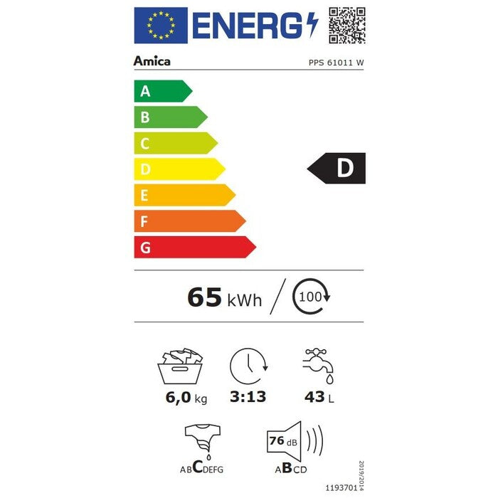 Práčka s predným plnením Amica PPS 61011 W