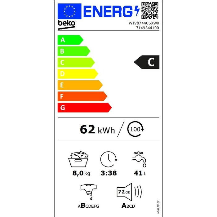 Práčka s predným plnením Beko WTV 8744 CS XW0, 8kg VADA VZHĽADU,