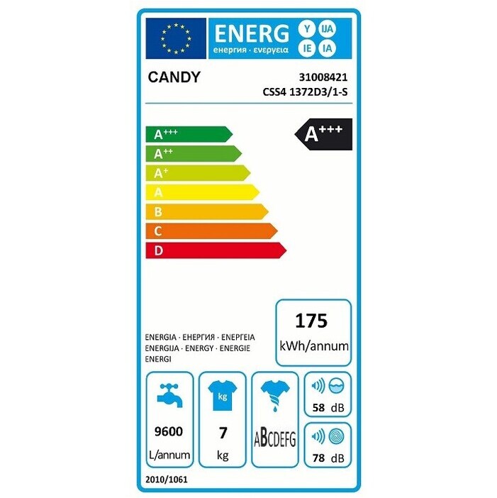 Práčka s predným plnením Candy CSS4 1372D3/1-S, 7kg