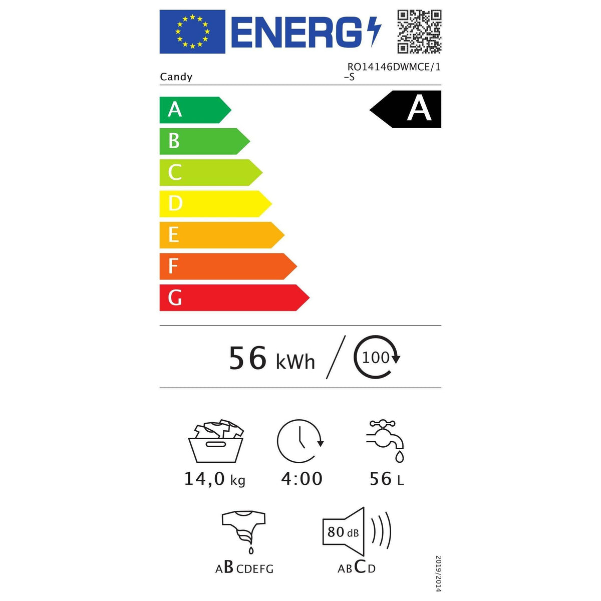 Práčka s predným plnením Candy RO14146DWMCE/1-S, A, 14 kg