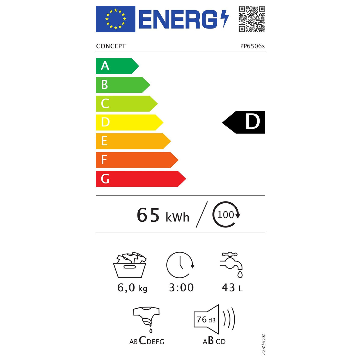 Práčka s predným plnením Concept PP6506s POUŽITÉ, NEOPOTREBOVANÝ