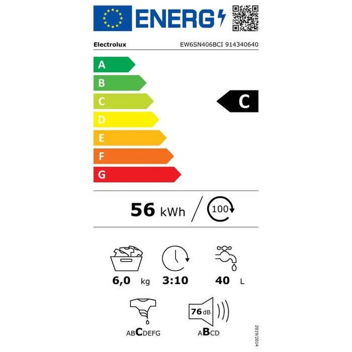 Práčka s predným plnením Electrolux EW6SN406BCI, 6 kg