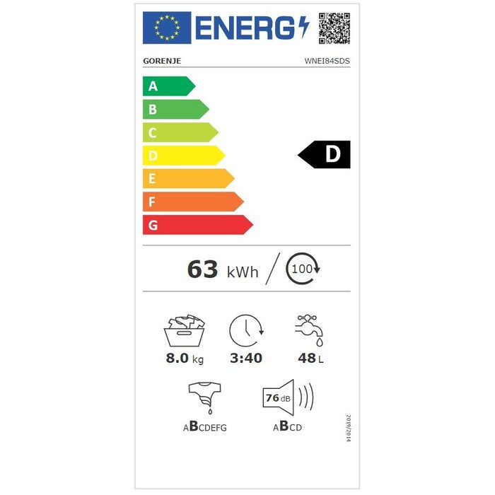 Práčka s predným plnením Gorenje WNEI84SDS, 8kg