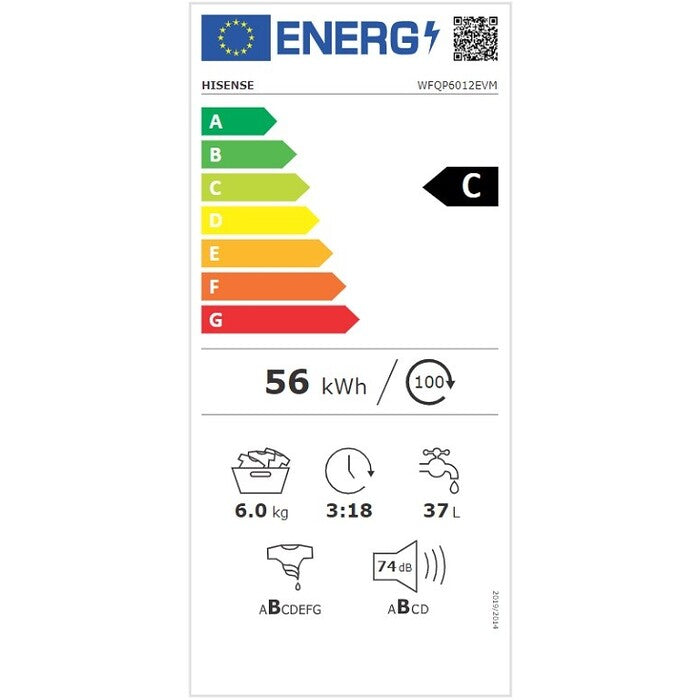 Práčka s predným plnením Hisense WFQP6012EVM, C, 6 kg