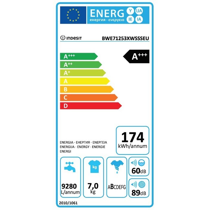 Práčka s predným plnením Indesit BWE 71253X WSSS EU, A+++, 7kg