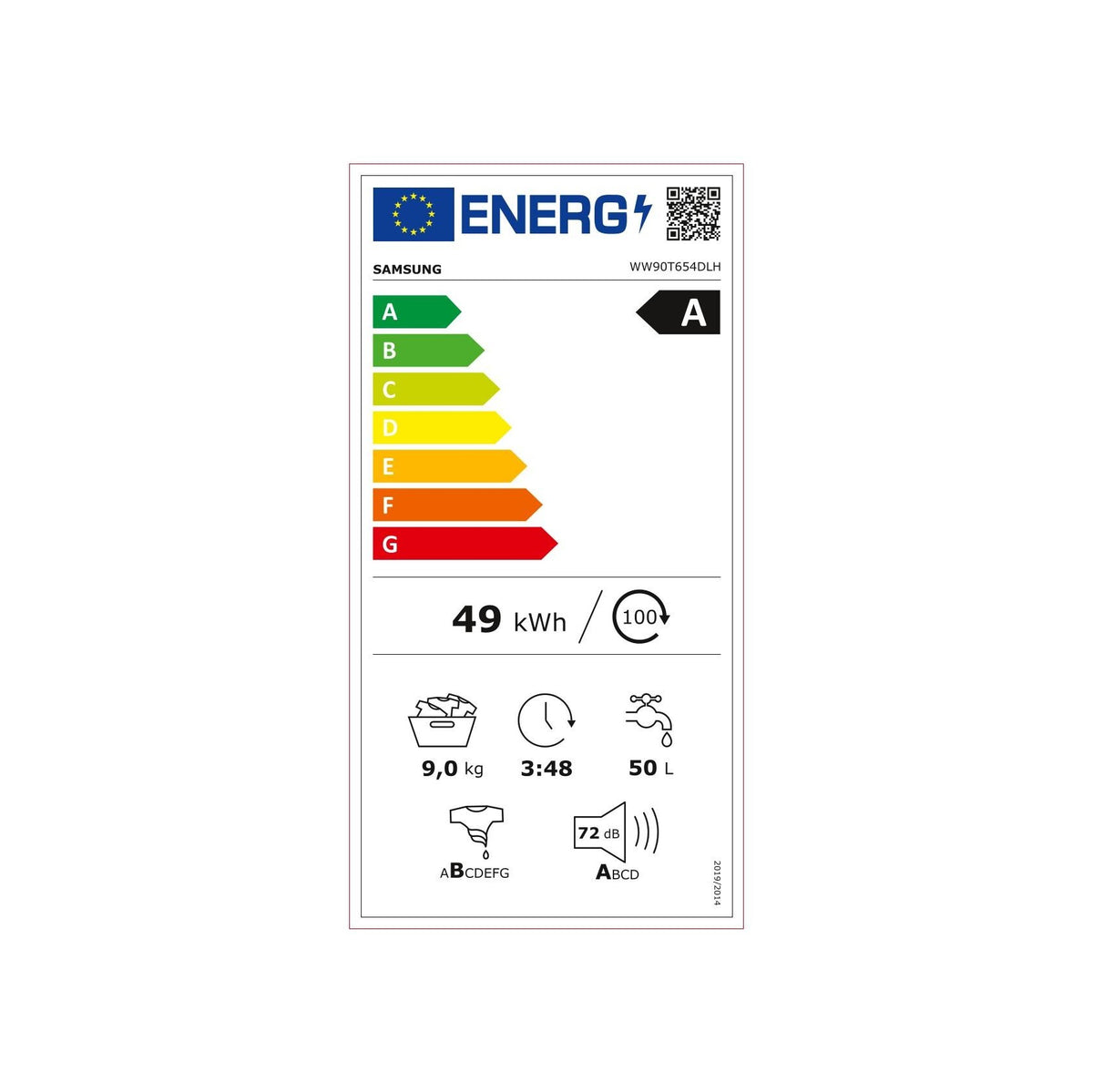 Práčka s predným plnením Samsung WW90T654DLH/S7, A, 9 kg POUŽITÉ,