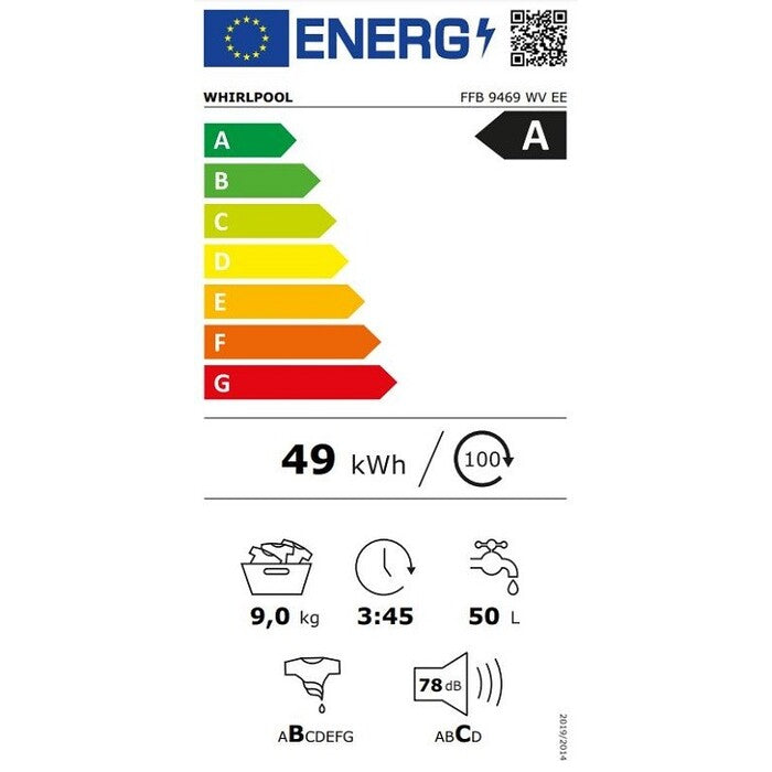 Práčka s predným plnením Whirlpool FFB 9469 WV EE, A, 9 kg VADA V