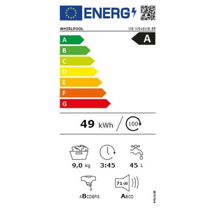 Práčka s predným plnením Whirlpool W8 W946WB EE, A, 9kg POUŽITÉ, NEOPOTREBOVANÝ TOVAR