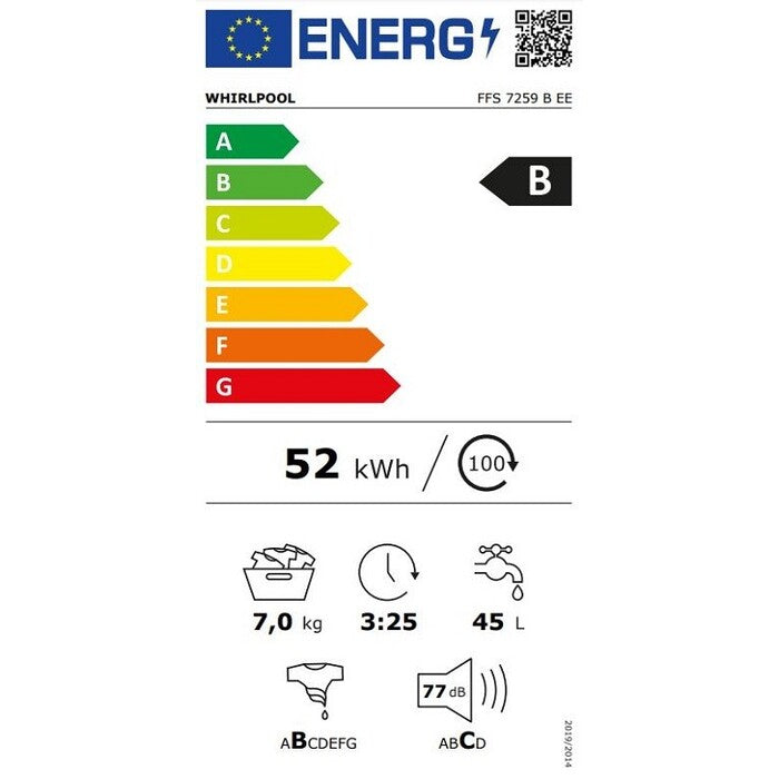 Práčka s predným plneným Whirlpool FFS 7259 B EE, 7 kg