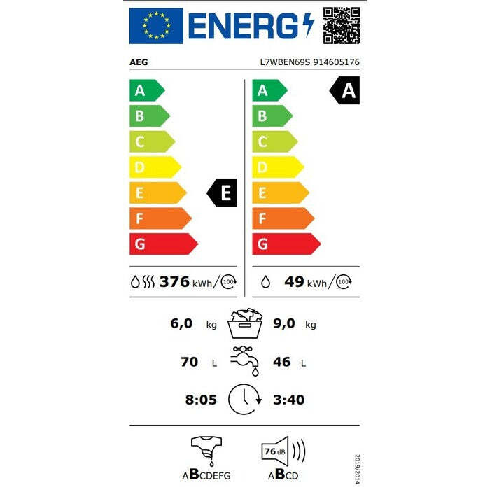 Práčka so sušičkou AEG L7WBEN69S, 9/6kg