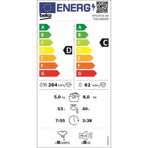 Práčka so sušičkou Beko HTV 8716 X0, 8/5 kg