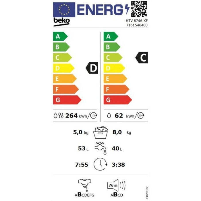 Práčka so sušičkou Beko HTV 8746 XF, 8/5 kg