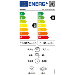 Práčka so sušičkou Indesit BDE 86435 9EWS EU, 8/6 kg