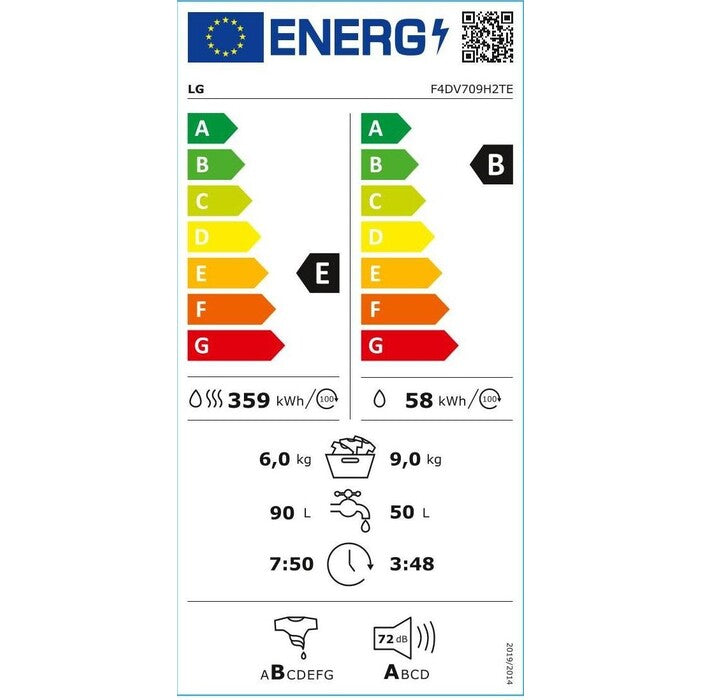 Práčka so sušičkou LG F4DV709H2TE, A, 9/6 kg