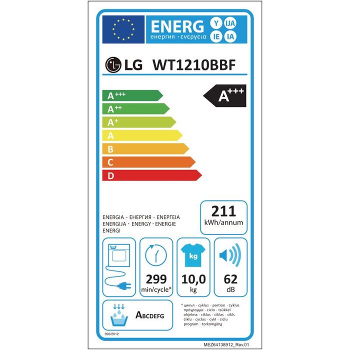 Práčka so sušičkou LG WashTower™ WT1210BBF, A/A+++, 12/10kg