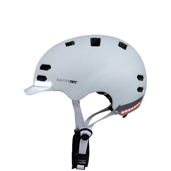 Smart helma SafeTec SK8, L, LED smerovka, bluetooth, biela