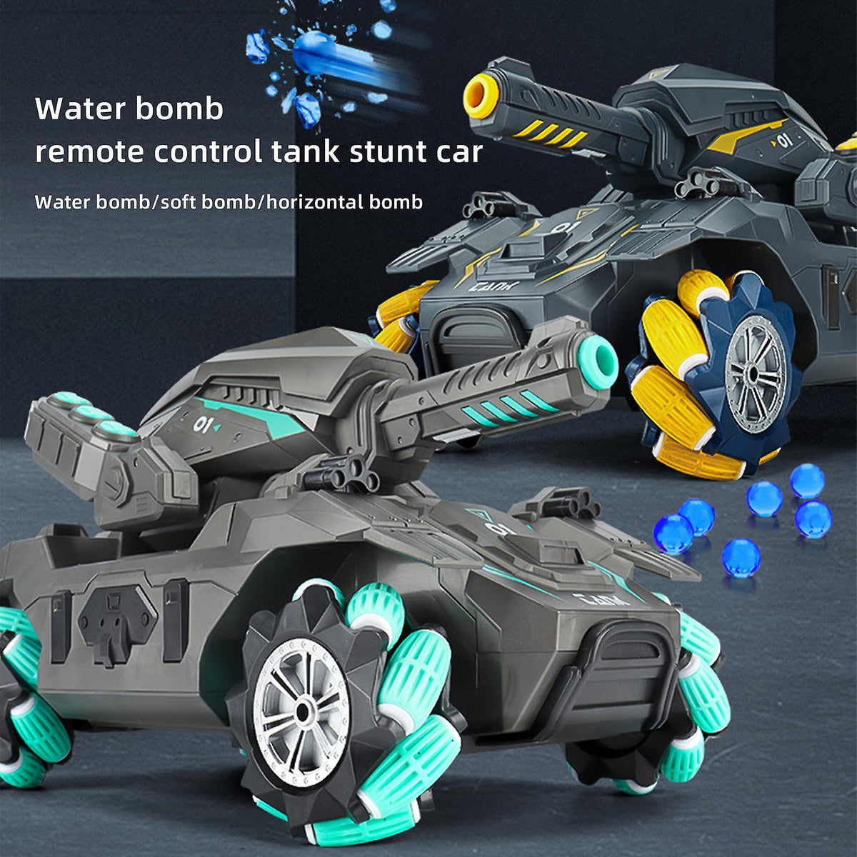 RC tank na diaľkové ovládanie water bomb QST2303, zelený